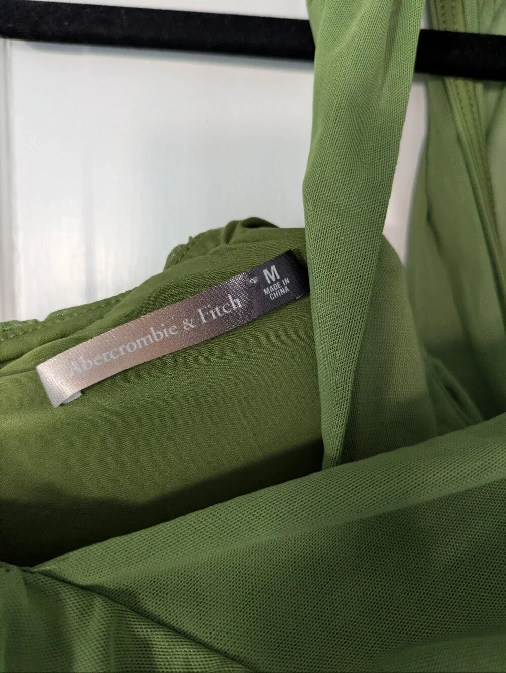 Abercrombie Sheer High Neck Maxi Dress Kiwi Green Size M